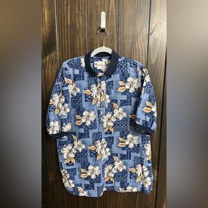 Vintage Paradise Hibiscus PulloverGenuine Hawaiian Shirt-Forever Hawaii Size: Lg